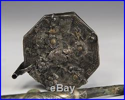Large Lot Of Old Chinese Bronze Silver Metal Works Box Seal Pot Etc