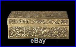 LATE 19th 385 GR. ANTIQUE CHINESE EXPORT SILVER-GILT BOX