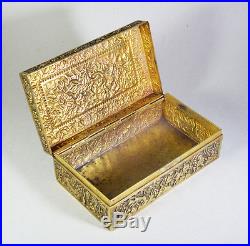 LATE 19th 385 GR. ANTIQUE CHINESE EXPORT SILVER-GILT JEWELRY BOX CASE QING DYNAS
