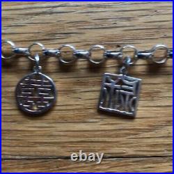 LENOX Sterling Silver GOODFORTUNE Bracelet Chinese Symbols Charms 7-8 Retired