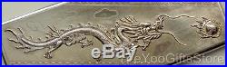 LONG & HEAVY Chinese export SOLID SILVER Dragon cigarette/card CASE-box
