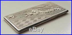 LONG & HEAVY Chinese export SOLID SILVER Dragon cigarette/card CASE-box