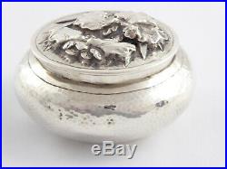 LOVELY ANTIQUE CHINESE EXPORT SOLID SILVER PILL SNUFF BOX LUEN WO c1890 40 g