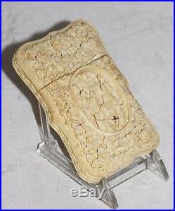 Large Antique Carved Chinese Export Calling Card Case