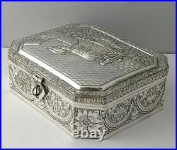 Large Chinese Solid Silver Box 386g