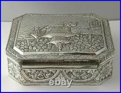 Large Chinese Solid Silver Box 386g