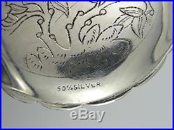 MID 20c HIGH RELIEF ORNATE DRAGON PHOENIX MOTIF CHINESE EXPORT SILVER COMPACT