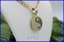 MOISSANITE Real 925 Silver / Gold Iced Ying Yang Chinese Symbol Pendant Necklace
