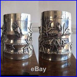 Magnificent Antique 19th Century Large Chinese Silver Tea Caddy Box Luen Wo