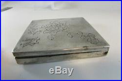 Magnificent Antique Asian Chinese Silver Stamped 85 Cigarette Case Box 124g