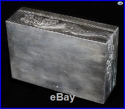 Magnificent Antique Asian Chinese Silver Stamped 85 Dragon & Sun Box