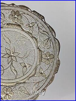 Mid C20th Indian or Chinese Silver Filigree Dish Boxed Very Fine Quality 65 gram