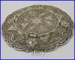 Mid C20th Indian or Chinese Silver Filigree Dish Boxed Very Fine Quality 65 gram