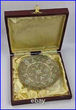 Mid C20th Indian or Chinese Silver Filigree Dish Boxed Very Fine Quality 65 gram