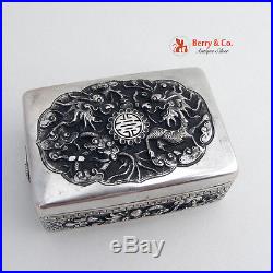 Mythical Snuff Box Chinese Export Silver 1900