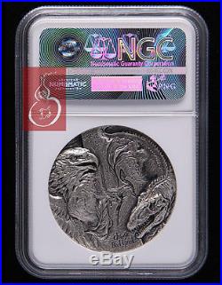 NGC MS70 Matte 2016 Chinese Bird Lizard 2oz Silver High Relief Medal COA and BOX