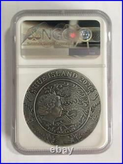 NGC MS70 Niue 2020 Ancient Chinese Warrior Lyu Bu Antiqued Silver Coin 2oz Box