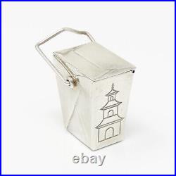 NYJEWEL Tiffany & Co. 925 Silver Chinese Take Out Pagoda Trinket Pill Box