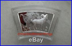 New 2015 1oz fan shaped silver coin-Chinese Lunar Sheep coin withBox&Coa