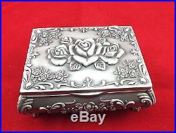 New Beautiful tibet silver carved Rose jewelry box