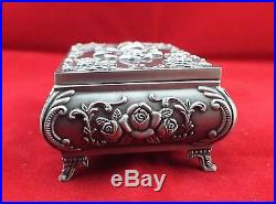 New Beautiful tibet silver carved Rose jewelry box