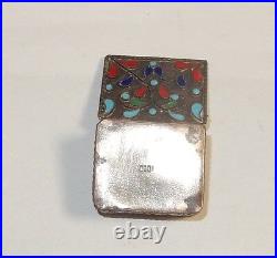 Nice Chinese Sterling Silver Cloisonne Enamel Pill Snuff Jar Box 92.5