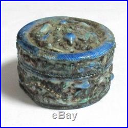 Old Chinese 19th Century Silver Enamel Opium Pill Canister Jar Box Signed