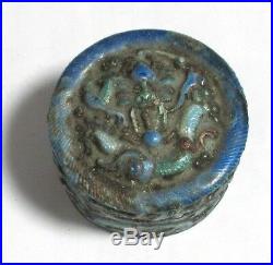 Old Chinese 19th Century Silver Enamel Opium Pill Canister Jar Box Signed