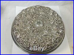 Old Chinese Export Repoussed Silver Box And Cover