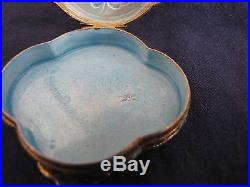 Old Chinese Export Silver Gilt Enamel Closionne Filigree Jade Pill Snuff Box