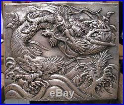 Old Chinese Japanese Dragon Silver Box Marked