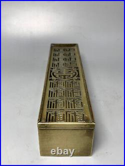 Old Chinese Silver White Bronze Dynasty brass HandMade incense burner Box