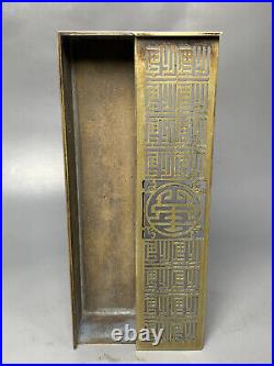 Old Chinese Silver White Bronze Dynasty brass HandMade incense burner Box