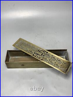 Old Chinese Silver White Bronze Dynasty brass HandMade incense burner Box