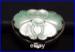 Old Chinese Silver White & Emerald Green Jade Butterfly Trinket Pill Box