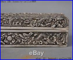 Old Chinese dynasty Silver Dragon play beads statue box Jewel Jewelry Box boxes