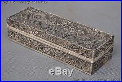 Old Chinese dynasty Silver Dragon play beads statue box Jewel Jewelry Box boxes