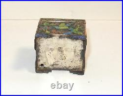 Old Silver Gilt Cloisonne Repousse Enamel Chinese Birds Stamp Jar Box