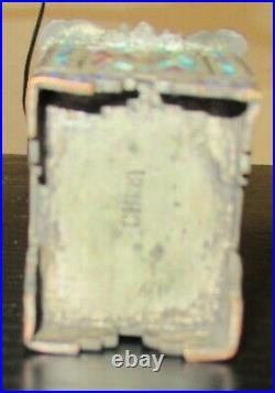 Old Silver Gilt Cloisonne Repousse Enamel Chinese Foo Dog Design Stamp Jar Box