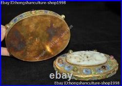 Old chinese silver 24k gold Cloisonne Inlay gem & jade Jewellry Jewelry Box