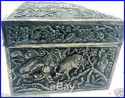 One of the kind Chinese Hand crafted Antique 90% pure silver box