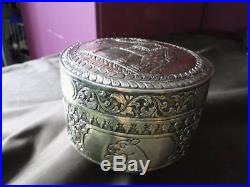 Oriental Silver Gilt Box Rounded Dated Circa 1860 Elephants Engraved & Chased