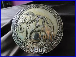 Oriental Silver Gilt Box Rounded Dated Circa 1860 Elephants Engraved & Chased