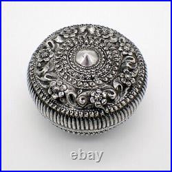 Ornate Round Box Chinese Silver 19th Century