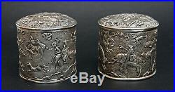 Pair Antique Chinese Export Silver Boxes