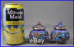 Pair of Amazing Quality Chinese Gold Washed Filigree Silver & Enamel Fish Boxes