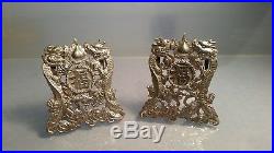 Pair of Chinese New Year silver menu stands good luck Dragon cloud design
