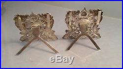 Pair of Chinese New Year silver menu stands good luck Dragon cloud design
