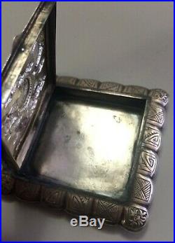 Poudrier en argent massif Chine antique silver chinese export box compact powder