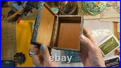 Qing Dyn Chinese Export Silver & Enamel Opium Box Trays Foo Dogs Chrysanthemum